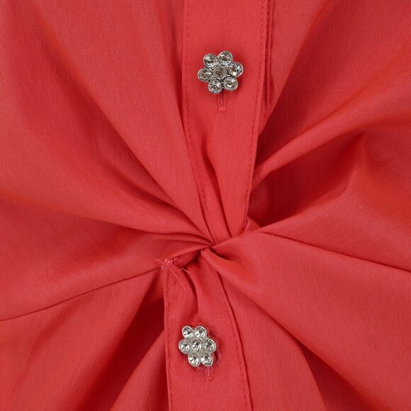 Jackie Jon Top Womens 10 Orange Ruched Front Rhinestone Buttons Back Zip Formal - Picture 11 of 13